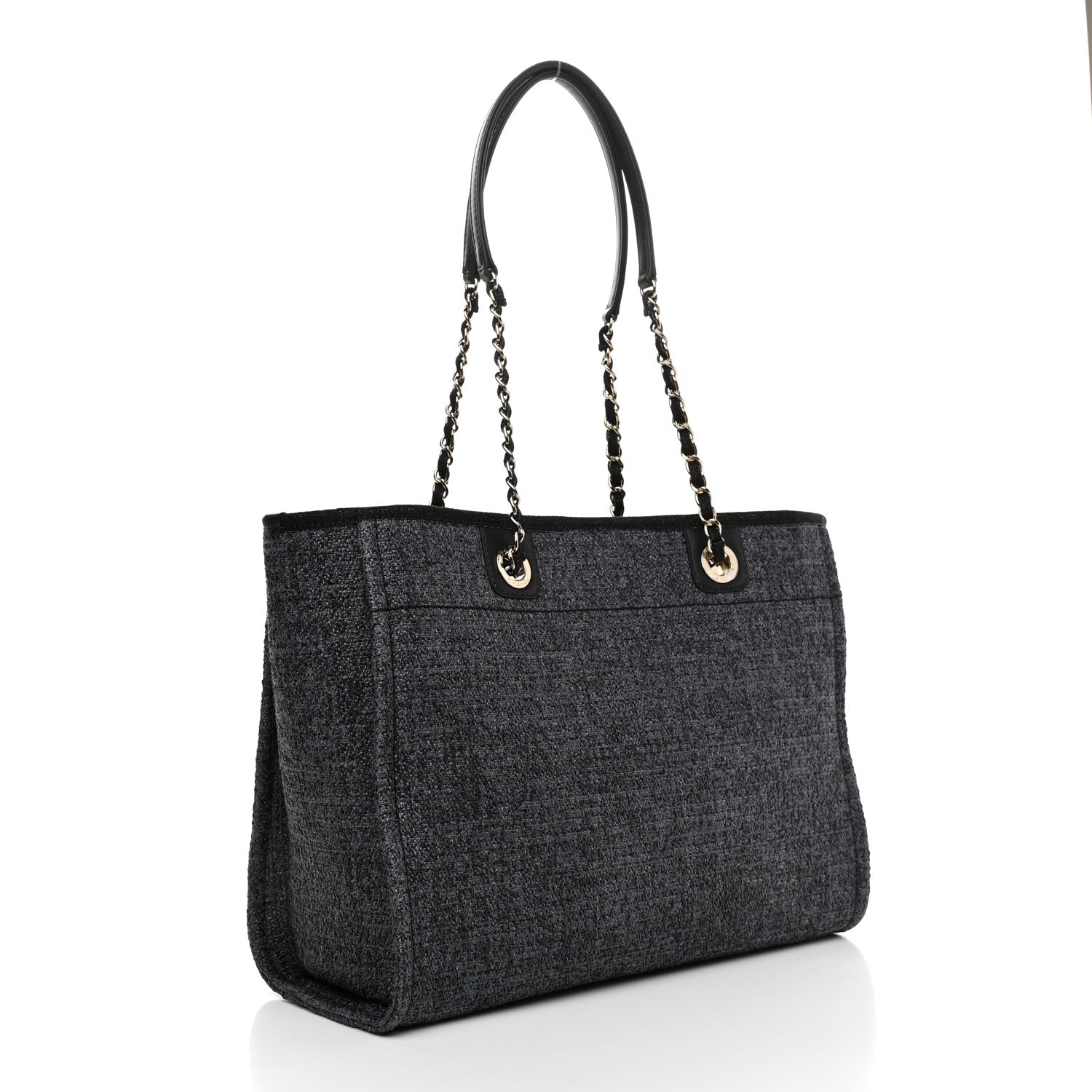 Chanel Mixed Fibers Calfskin Small Deauville Tote Black 3 of 9