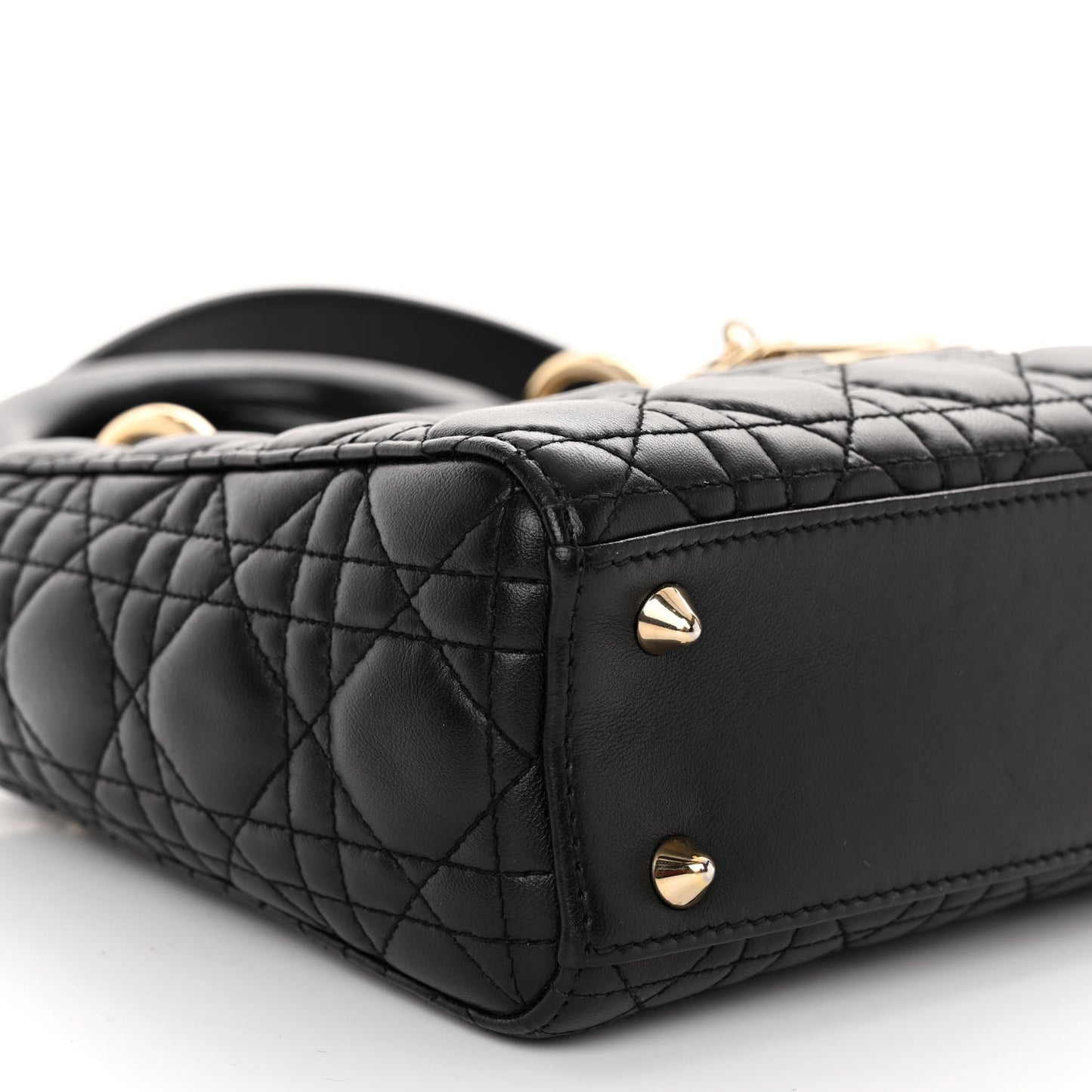 CHRISTIAN DIOR Lambskin Cannage Small My ABCDior Lady Dior Black