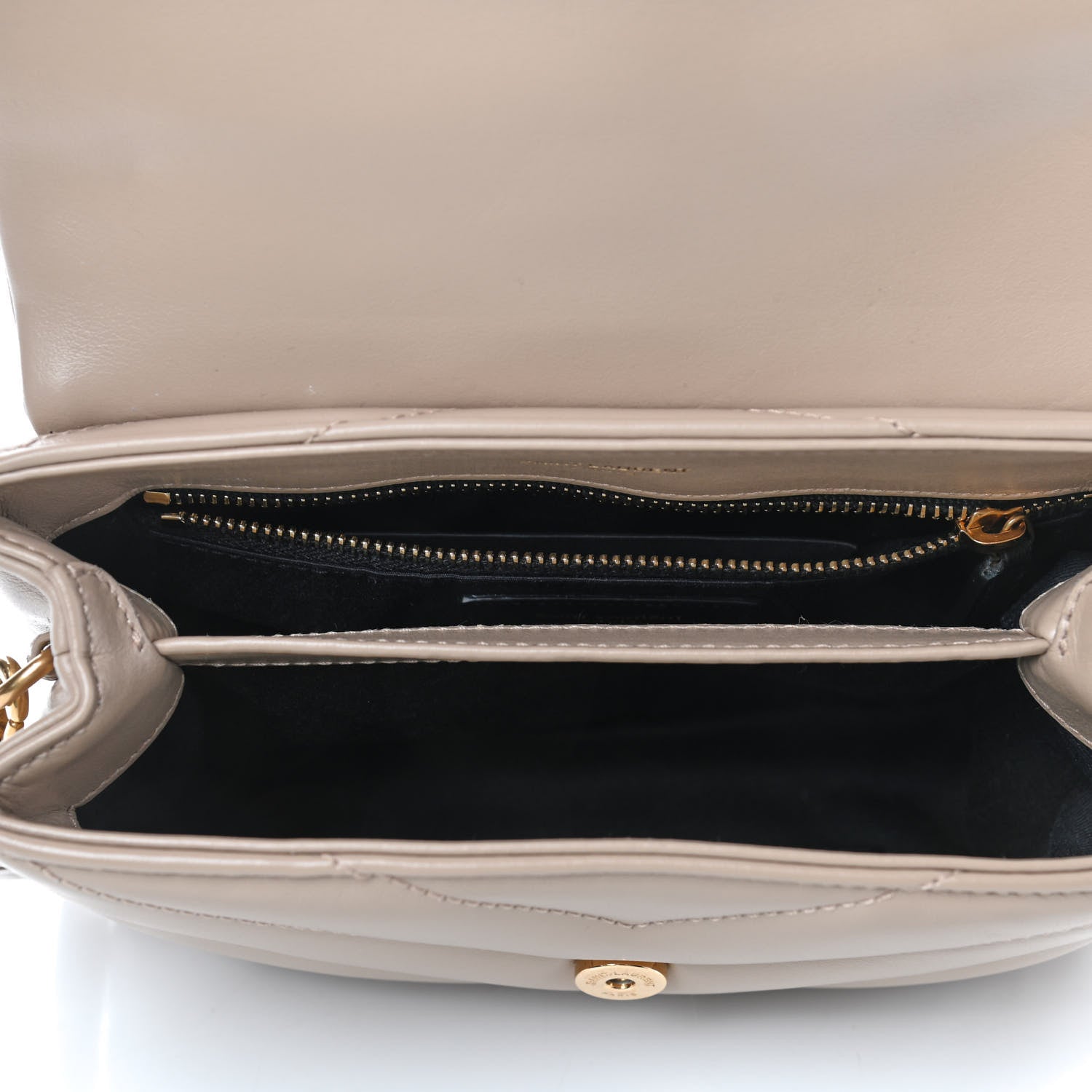 Saint Laurent Calfskin Y Quilted Monogram Toy Loulou Crossbody Bag Dark Beige 4 of 4