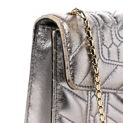 Bulgari Metallic Calfskin Quilted Serpenti Forever Shoulder Bag Silver 14 of 15