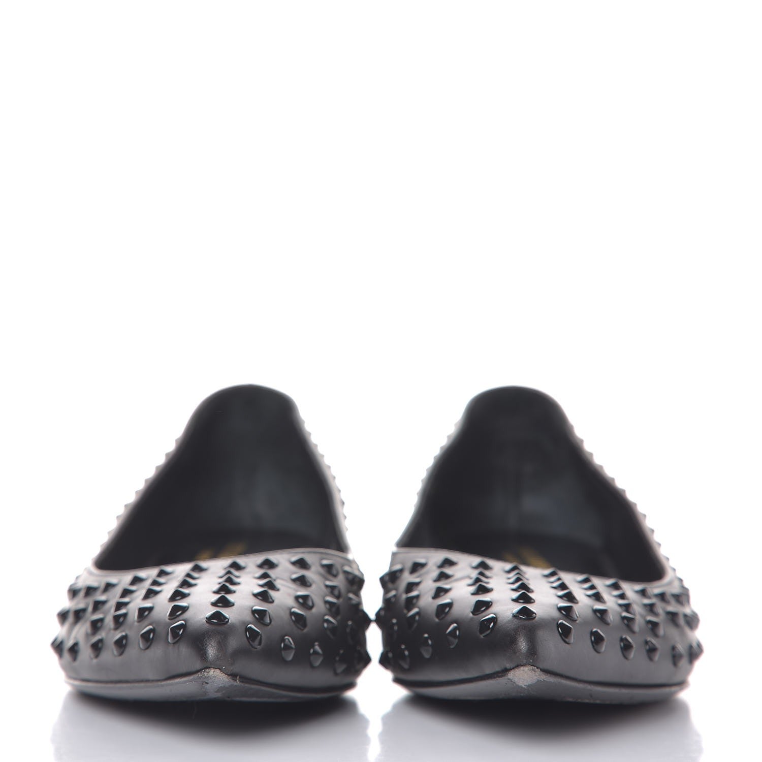 Saint Laurent Calfskin Studded Paris Ballerina Flats 37 Black 2 of 10