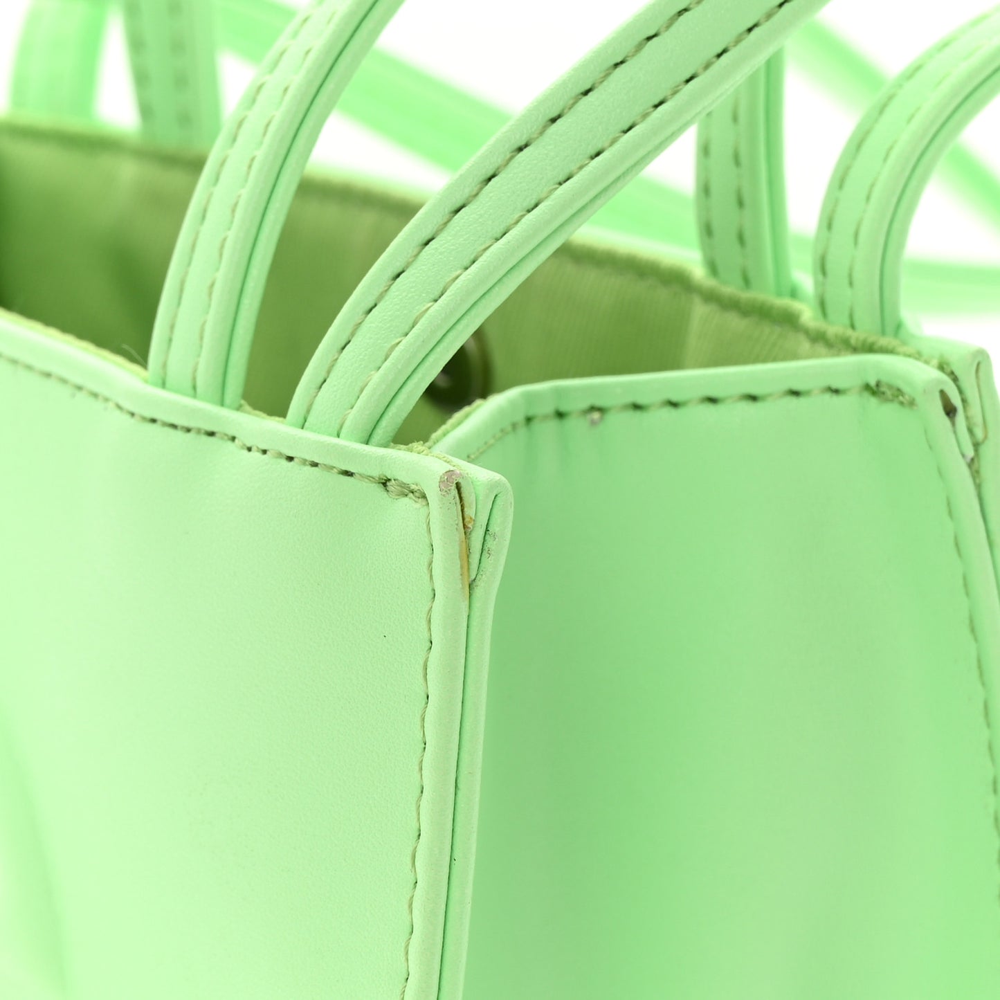 Vegan Leather Small Shopping Bag Double Mint