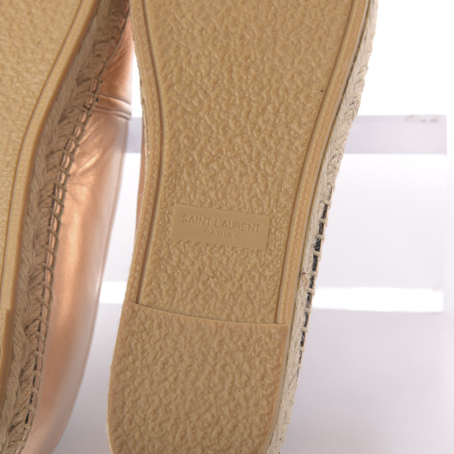 Saint Laurent Metallic Lambskin Monogram Espadrilles 39.5 Blush 8 of 11