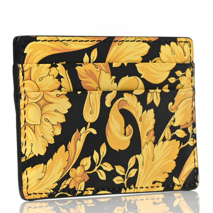 Versace Calfskin Barocco Printed Card Holder Black Gold 2 of 4