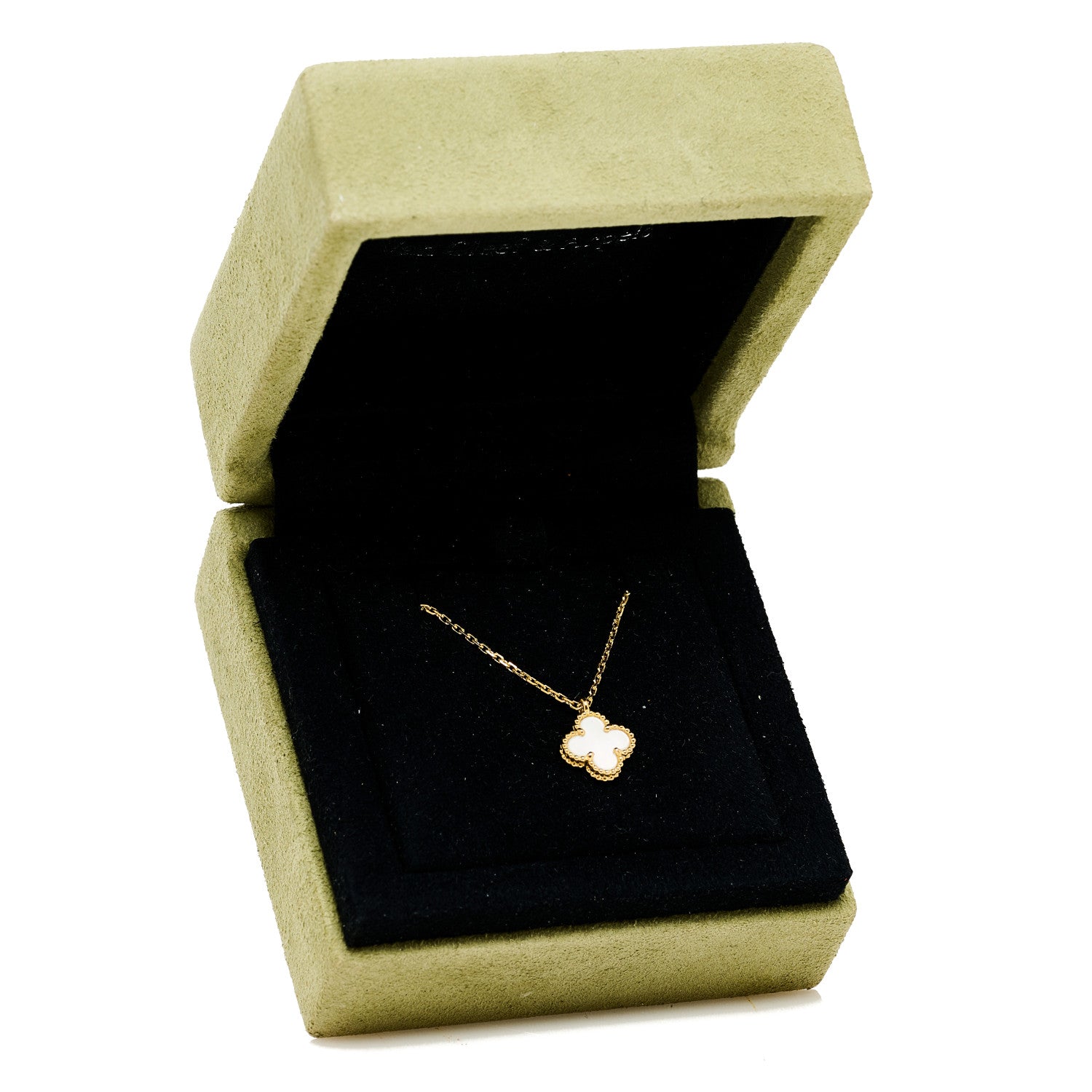 Van Cleef & Arpels 18K Yellow Gold Mother of Pearl Sweet Alhambra Pendant Necklace 6 of 6
