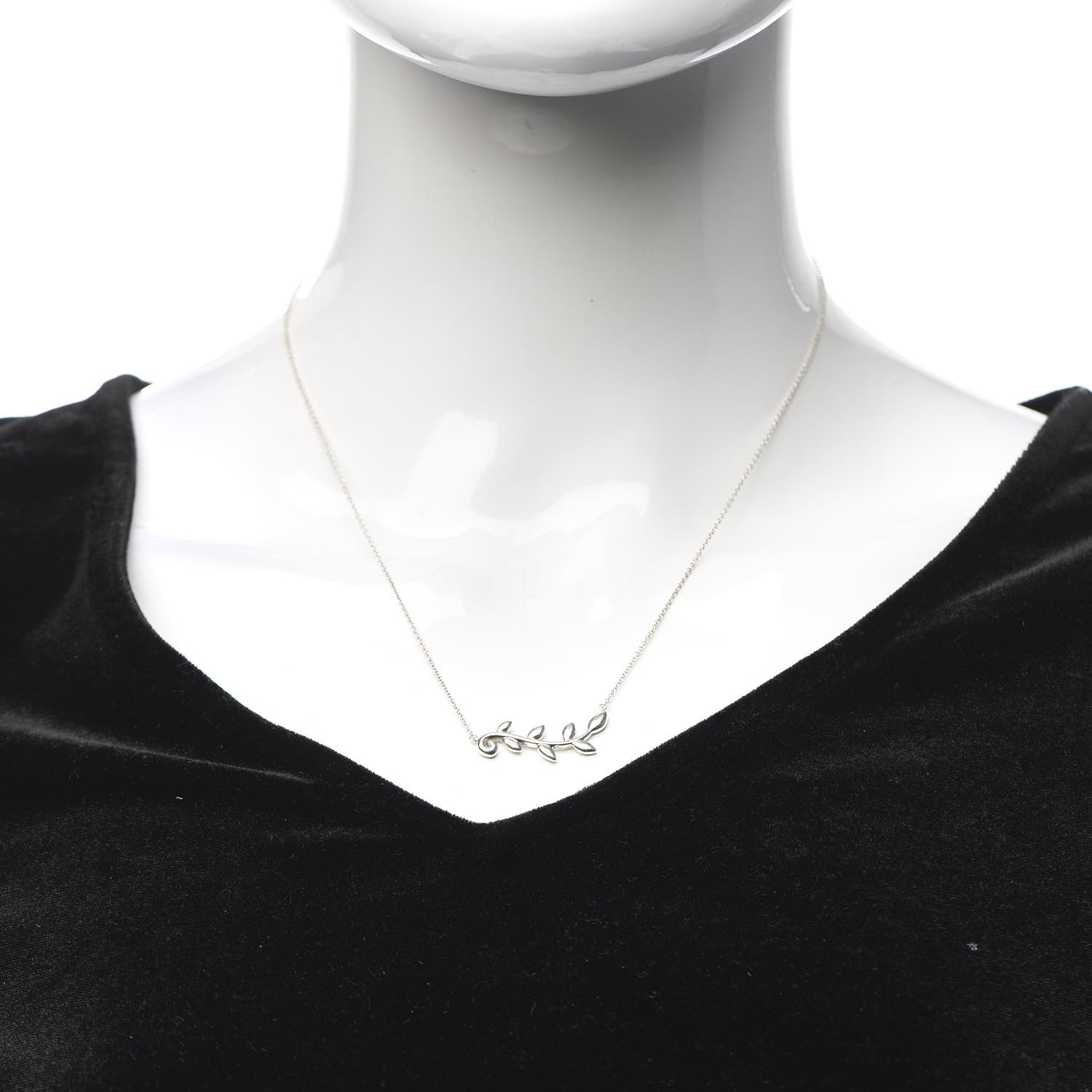 Tiffany Sterling Silver Paloma Picasso Olive Leaf Vine Pendant Necklace 2 of 6