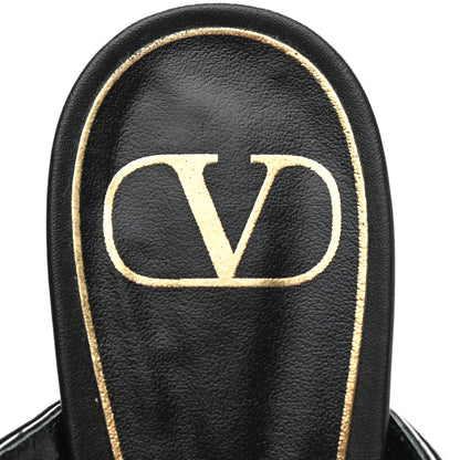 Valentino Garavani Calfskin Roman Stud Flat Mules 36 Black 9 of 10