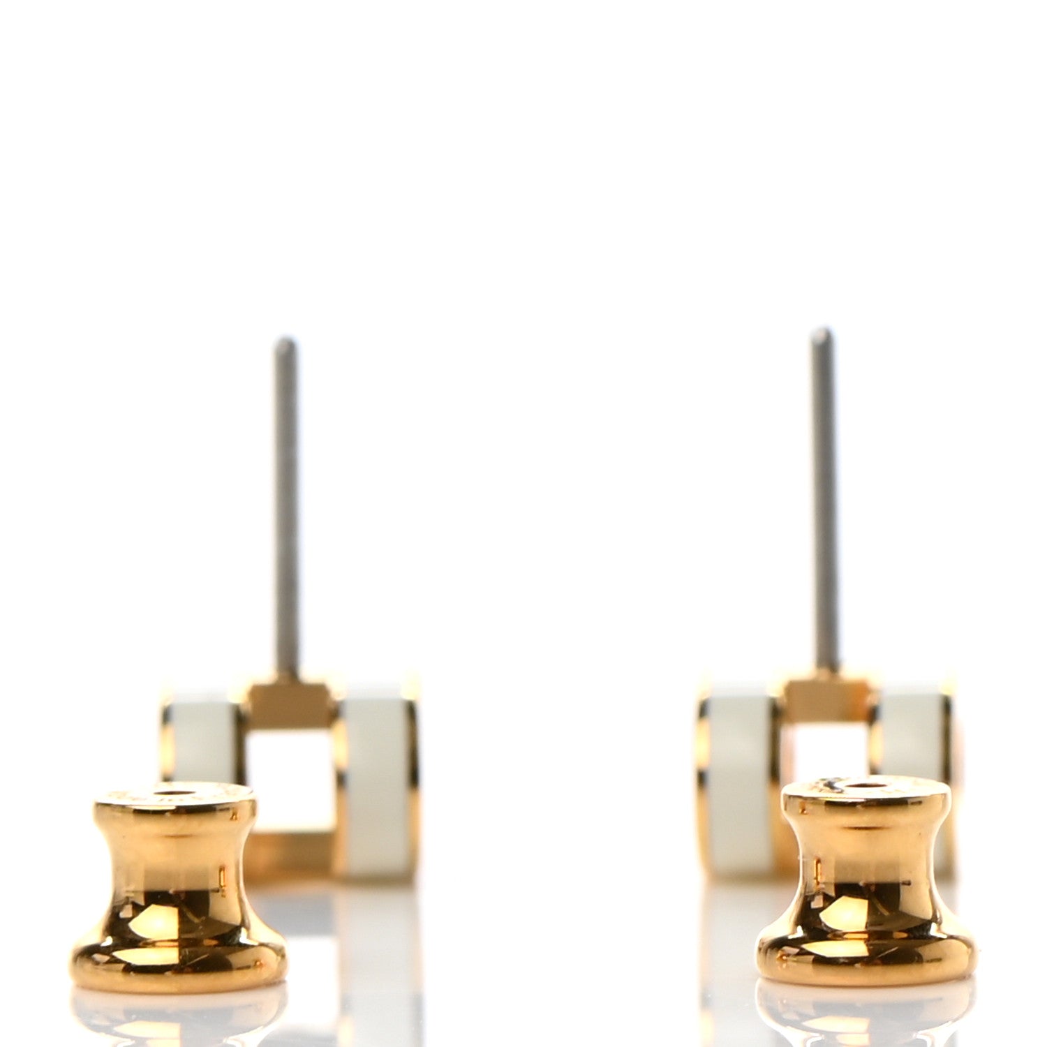Hermes Gold Lacquered Mini Pop H Earrings White 3 of 6