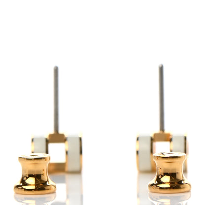 Hermes Gold Lacquered Mini Pop H Earrings White 3 of 6
