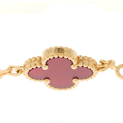 Van Cleef & Arpels 18K Yellow Gold Carnelian 5 Motifs Vintage Alhambra Bracelet 3 of 4