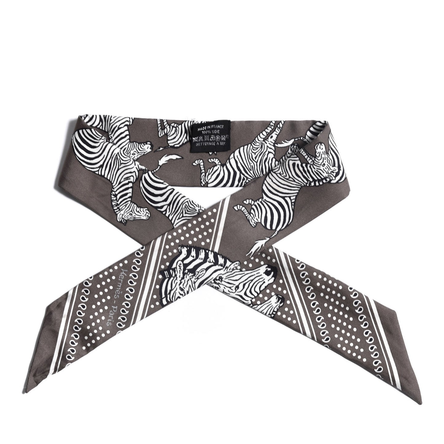 Silk Les Zebres Twilly Gris Taupe Black White
