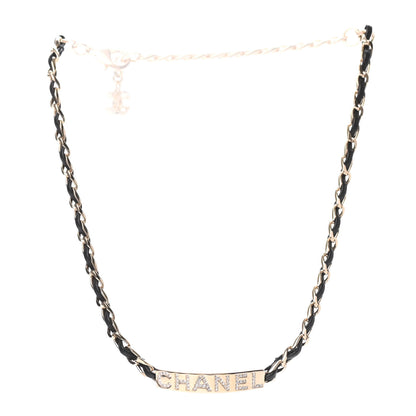 Chanel Metal Lambskin Crystal Sergeant Chanel Choker Necklace Black Gold 2 of 4