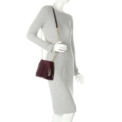 Burberry Suede Fringe House Check Baby Bucket Bag Elderberry 2 of 9