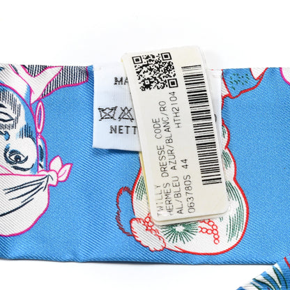 Hermes Silk Dress Code Twilly Bleu Azur White Rose 2 of 5