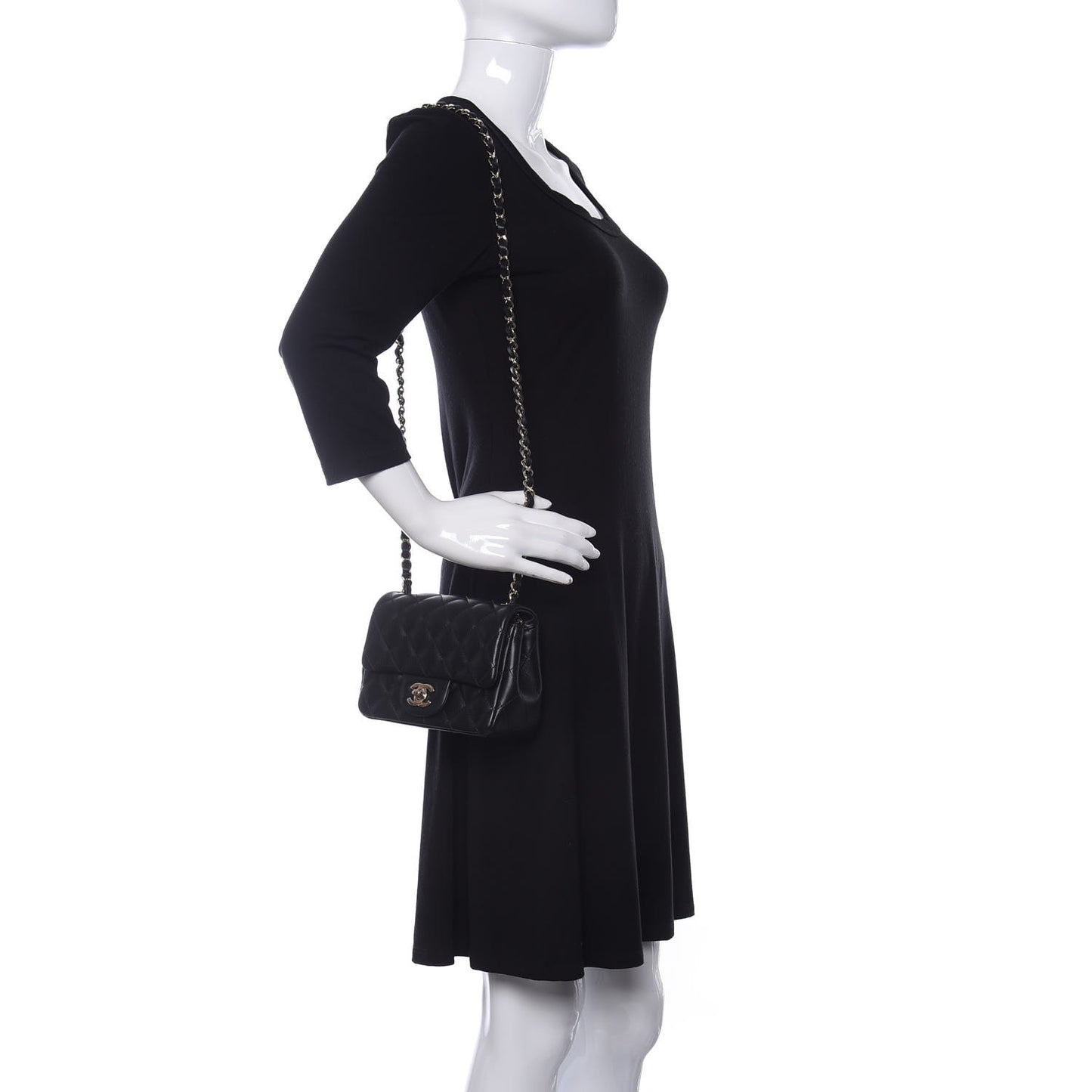 Lambskin Quilted Mini Square Flap Black