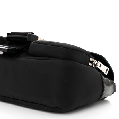 Prada Re-Nylon Spazzolato Double Pocket Buckle Shoulder Bag Black 10 of 10