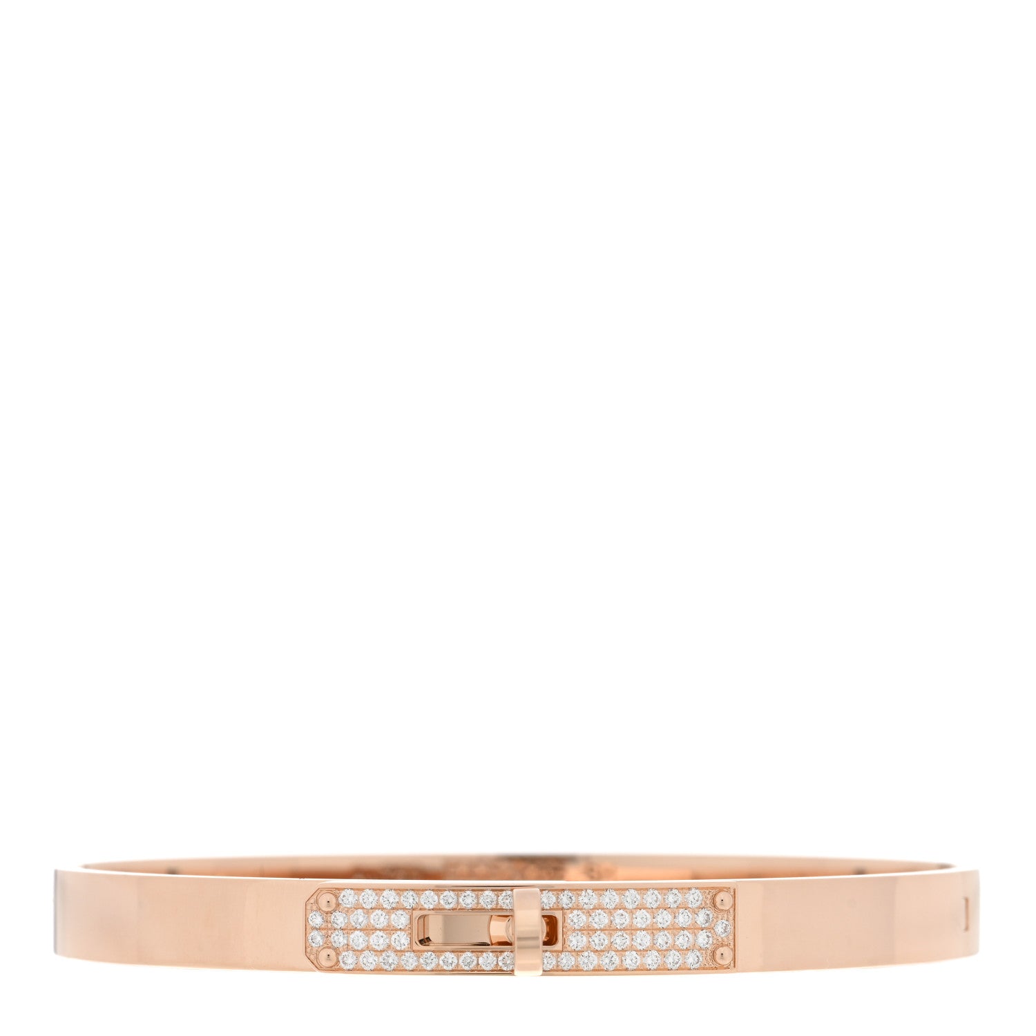 Hermes 18K Rose Gold Diamond PM Kelly Pave Bracelet SH 1 of 4