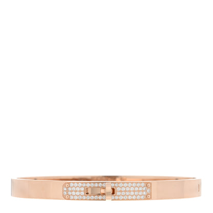 Hermes 18K Rose Gold Diamond PM Kelly Pave Bracelet SH 1 of 4