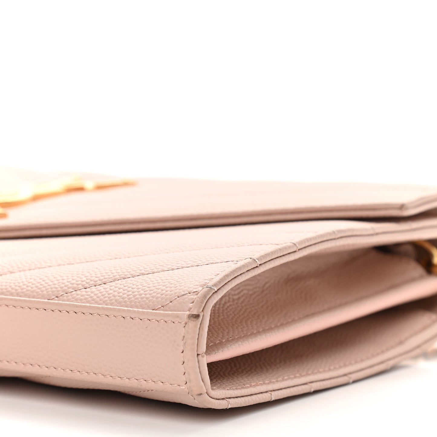 Grain De Poudre Matelasse Chevron Monogram Chain Wallet Nude Powder
