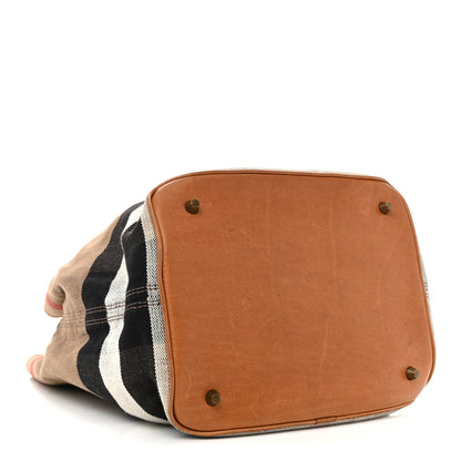 Burberry Canvas Mega Check Medium Ashby Hobo Saddle Brown 4 of 16