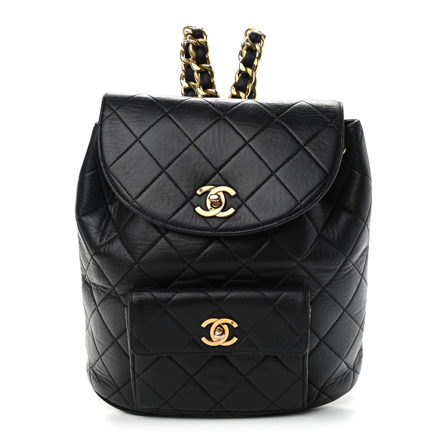 Lambskin Quilted Backpack Black