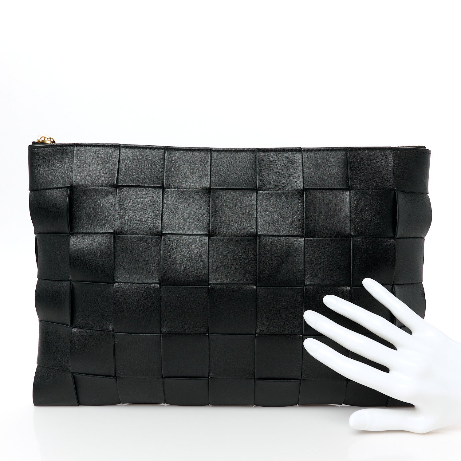 Bottega Veneta Nappa Maxi Intrecciato Large Cassette Flat Zip Pouch Black 2 of 8