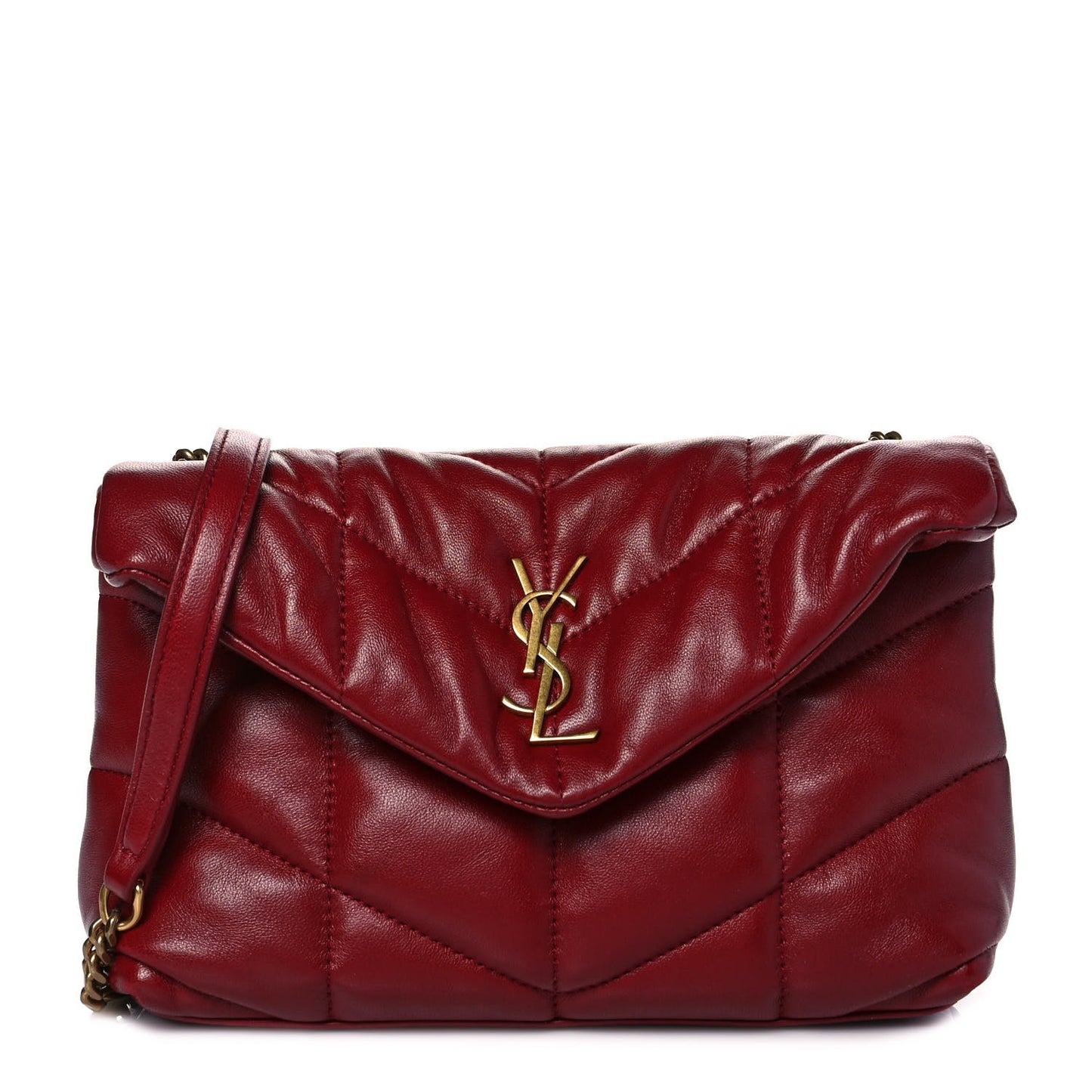 Lambskin Quilted Toy Loulou Puffer Monogram Chain Satchel Red