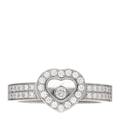 Chopard 18K White Gold Diamond Happy Heart Ring 53 6.25 1 of 4