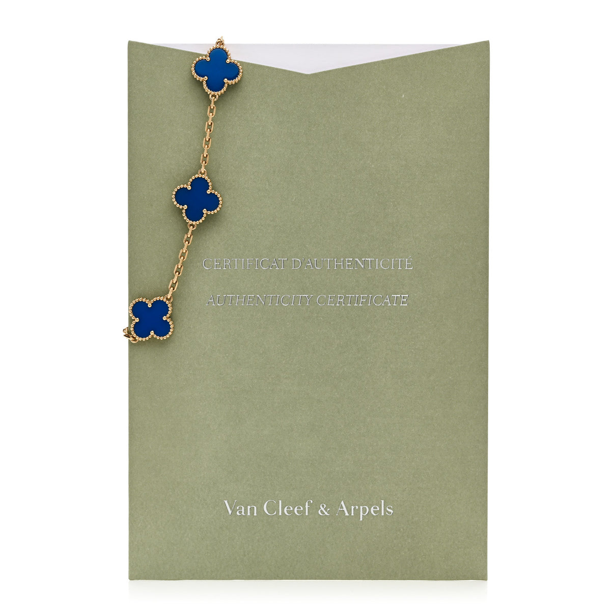 Van Cleef & Arpels 18K Yellow Gold Blue Agate 5 Motifs Vintage Alhambra Bracelet 5 of 5