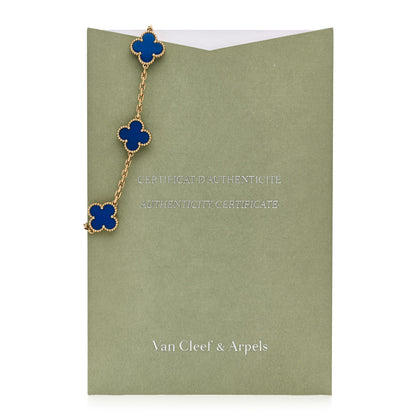 Van Cleef & Arpels 18K Yellow Gold Blue Agate 5 Motifs Vintage Alhambra Bracelet 5 of 5