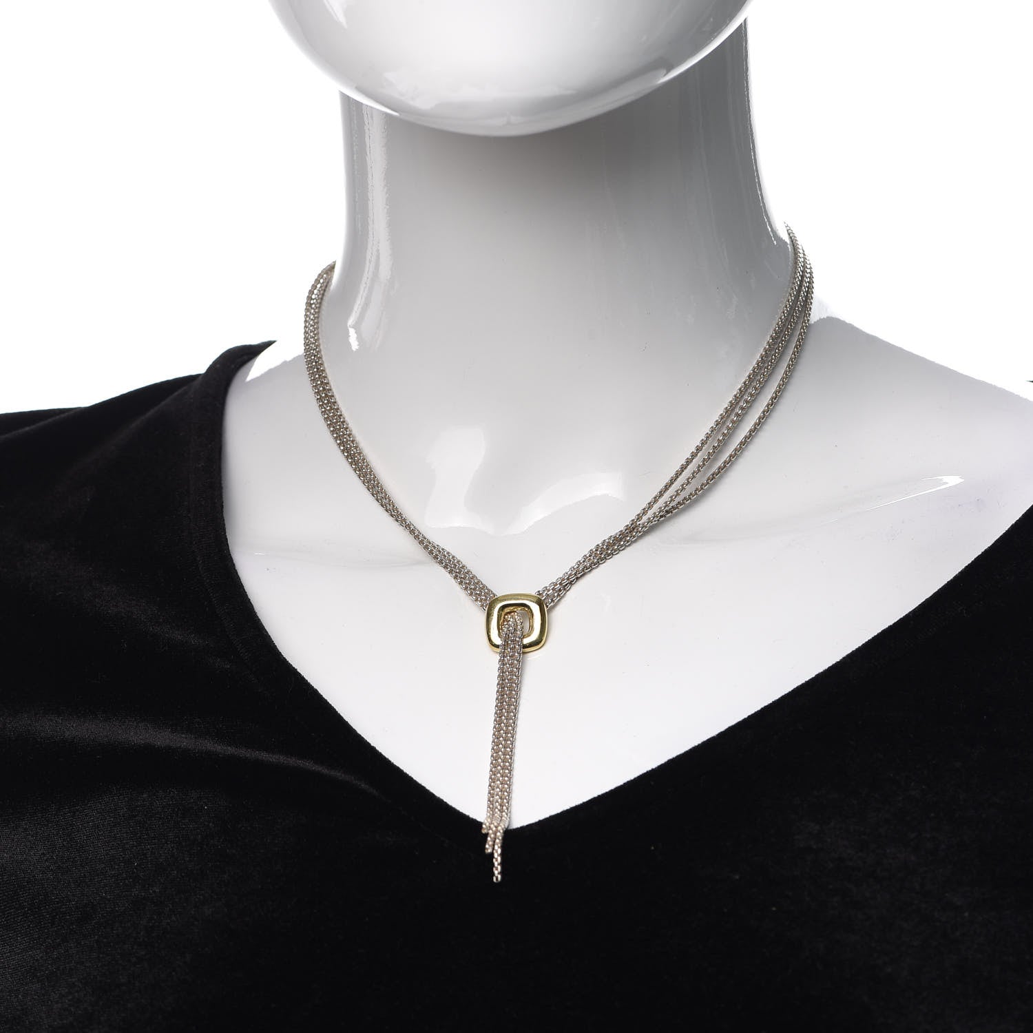 David Yurman Sterling Silver 18K Yellow Gold Lariat Waterfall Necklace 2 of 4