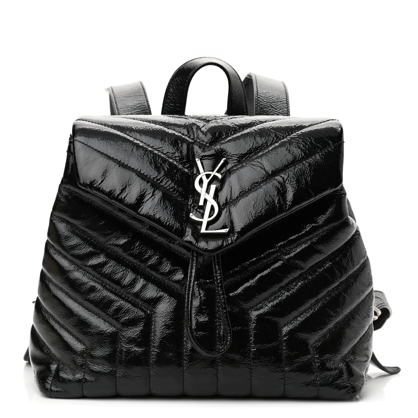 Patent Y Quilted Monogram Small Loulou Backpack Black