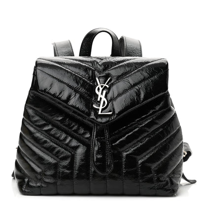 Saint Laurent Patent Y Quilted Monogram Small Loulou Backpack Black 1 of 11