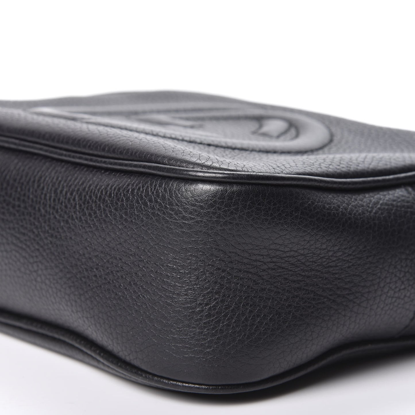 Pebbled Calfskin Small Soho Disco Bag Black