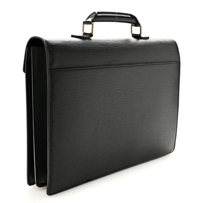 Louis Vuitton Epi Serviette Fermoir Briefcase Black 2 of 11