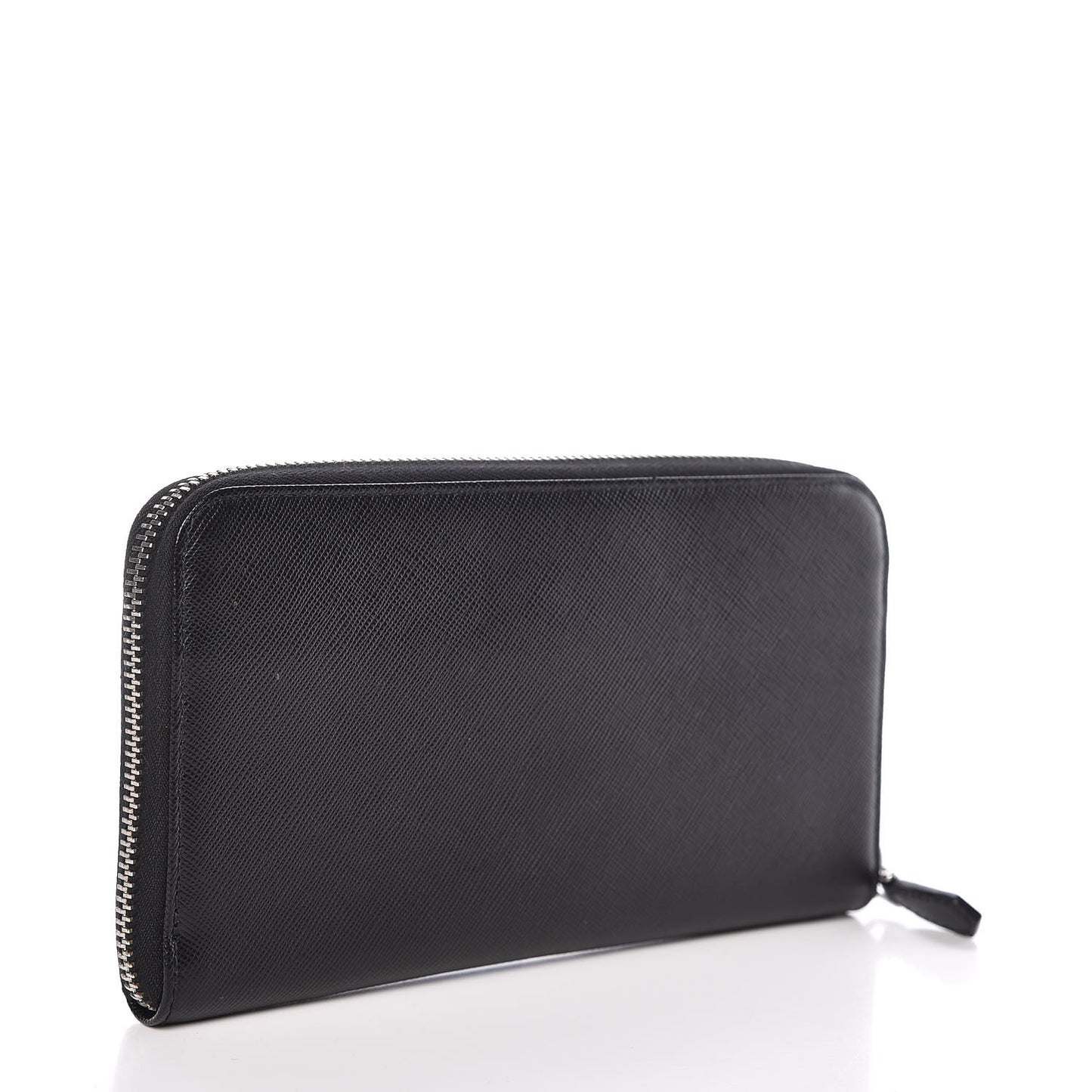 Saffiano Triangle Zip Around Wallet Black