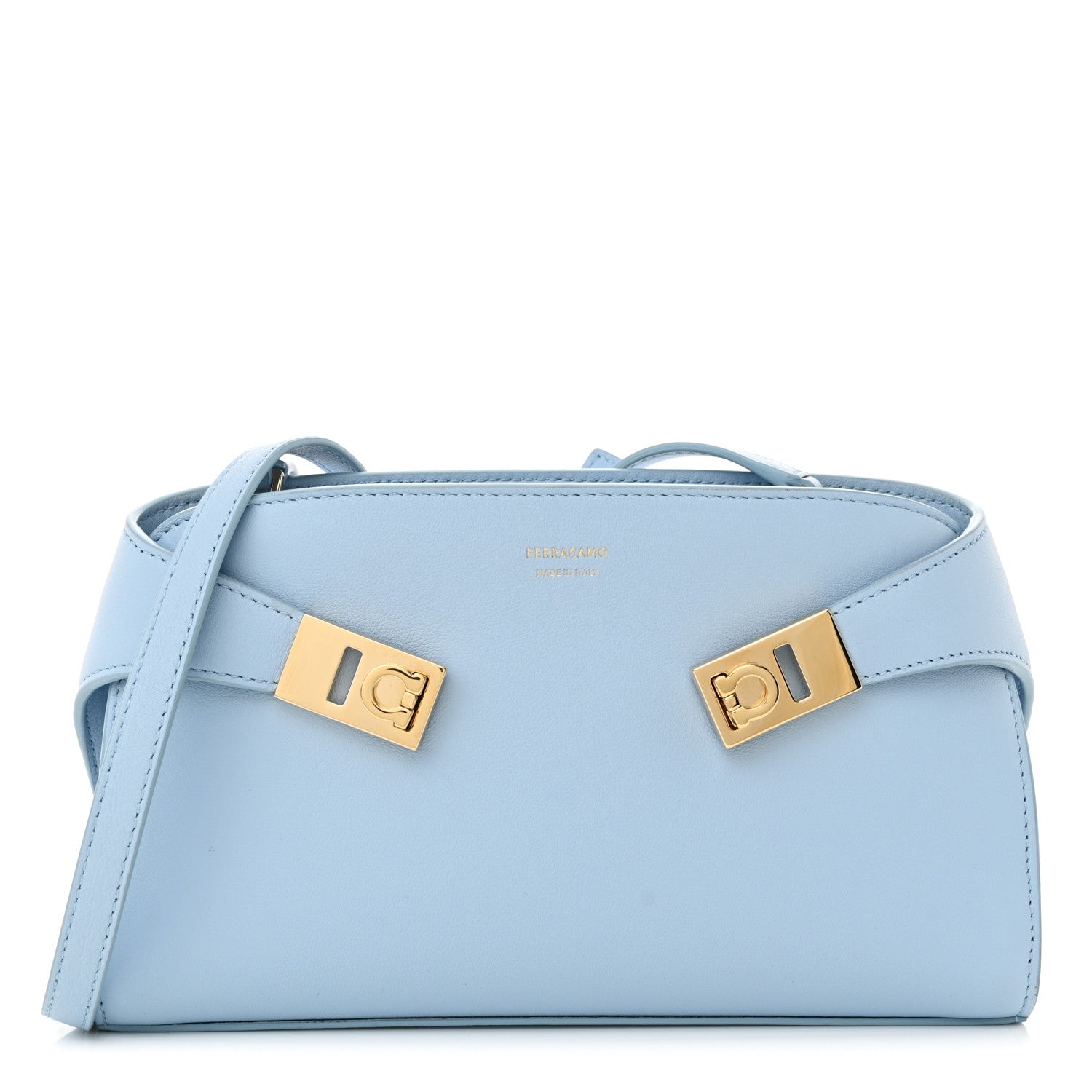 Salvatore Ferragamo Calfskin Mini Hug Crossbody Bag Sky Blue 1 of 9