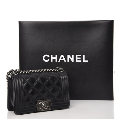 Chanel Calfskin Double Stitch Small Boy Flap Black 10 of 10