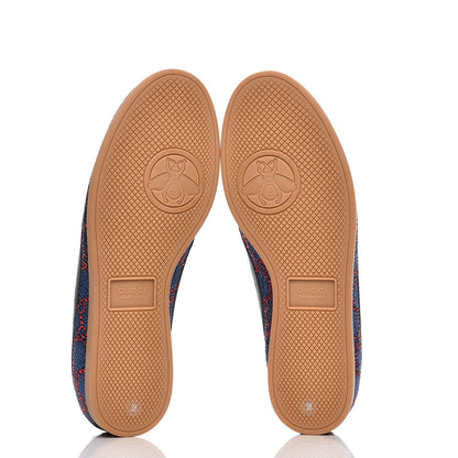 Gucci Lurex Calfskin Web GG Monogram Womens Falacer Sneakers 38 Iridescent Blue Iridescent Red Silver 5 of 10