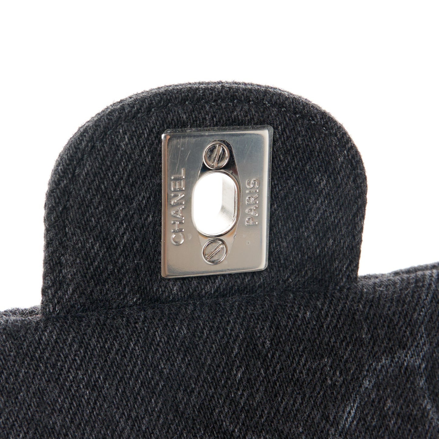 Denim Quilted CC Print Jumbo Single Flap Black