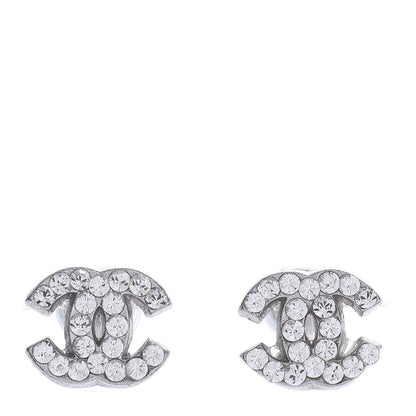 Chanel Crystal Timeless CC Earrings Silver 1 of 4
