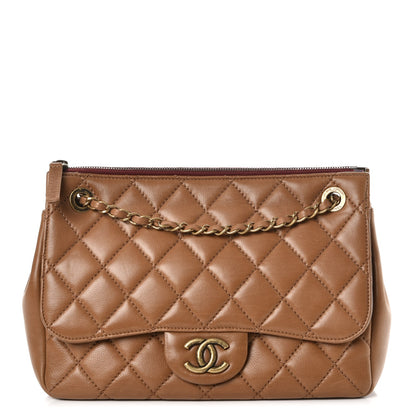 Chanel Calfskin Large Blizzard Zip Top Flap Bag Light Brown 1 of 7