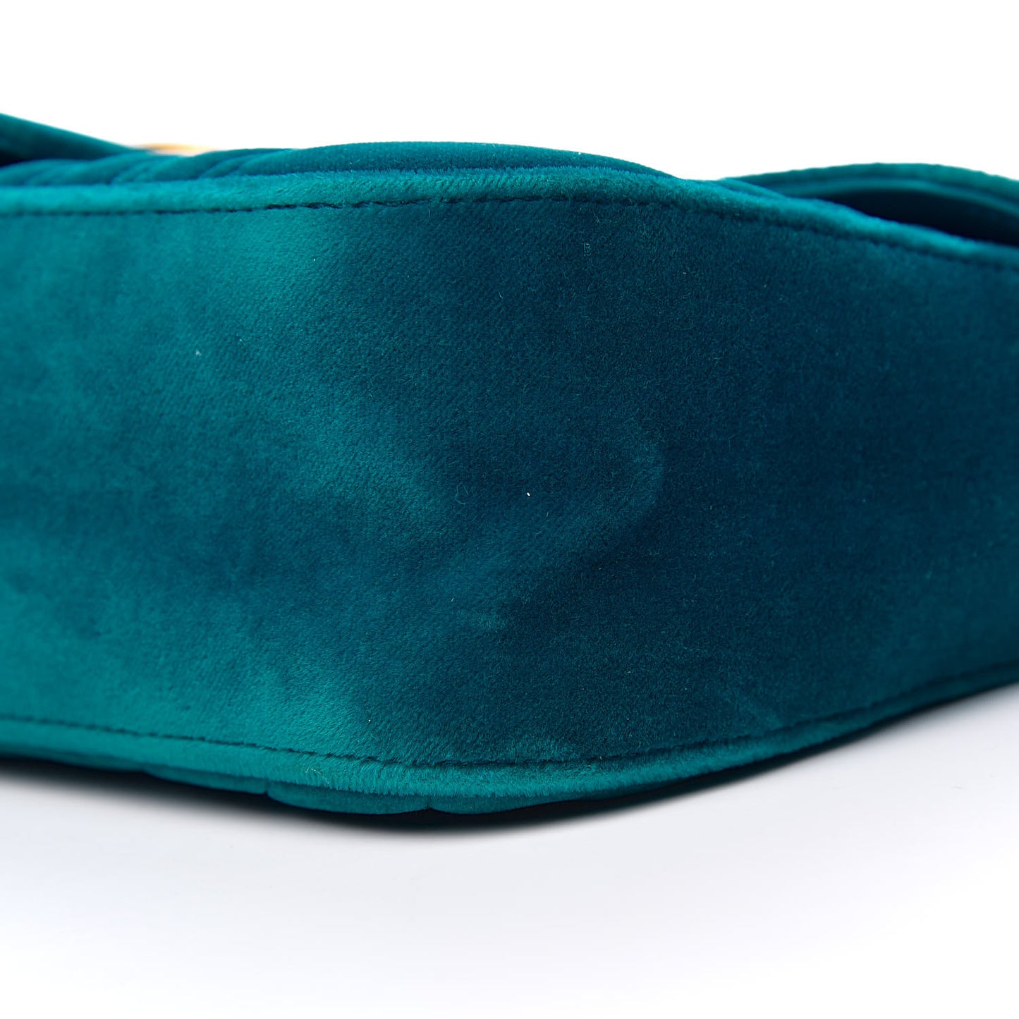 Velvet Matelasse Small GG Marmont Shoulder Bag Pavone Cyan