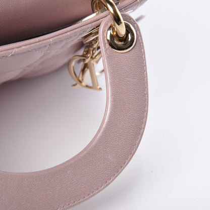 Christian Dior Metallic Lambskin Cannage Mini Lady Dior Lotus 9 of 13
