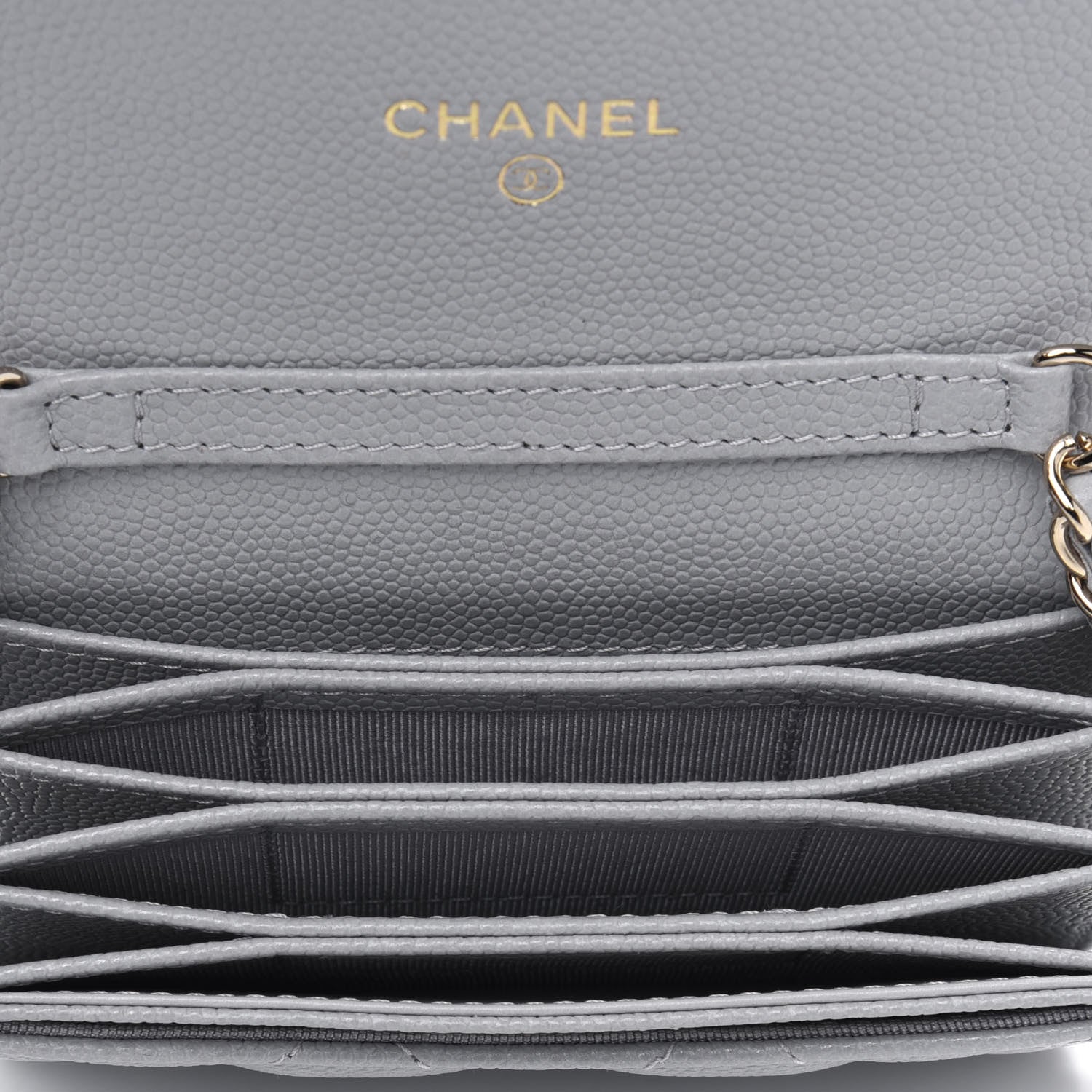 Chanel Caviar Quilted Flap Card Holder On Chain Grey 4 of 4