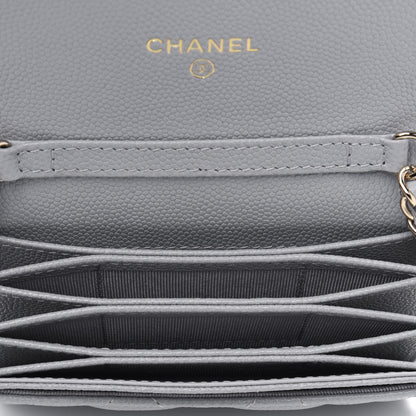 Chanel Caviar Quilted Flap Card Holder On Chain Grey 4 of 4
