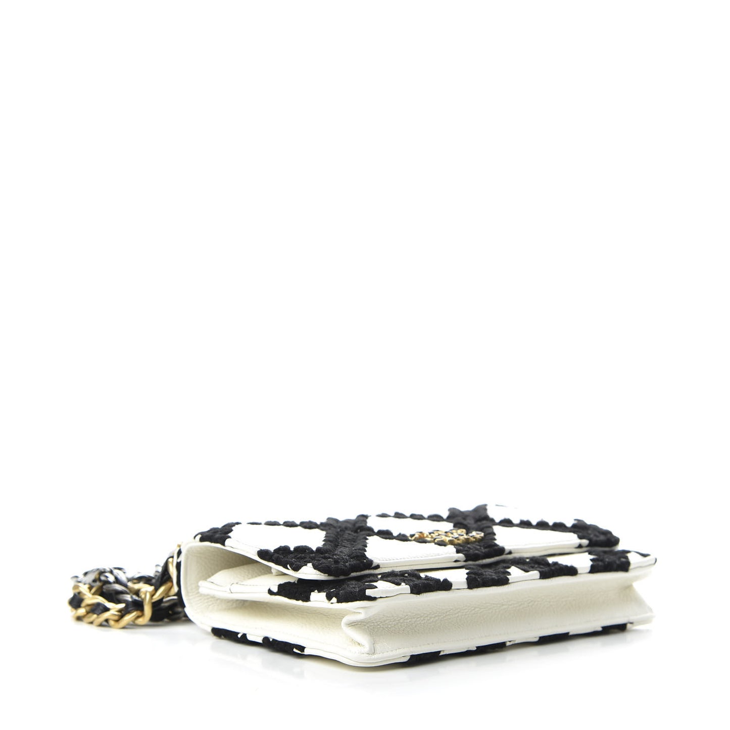 Calfskin Crochet 19 Wallet On Chain WOC White Black
