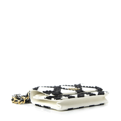 Chanel Calfskin Crochet 19 Wallet On Chain WOC White Black 4 of 12