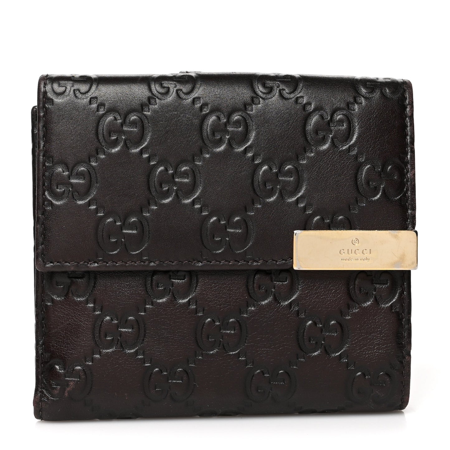 Guccissima Signature Dice French Flap Wallet Chocolate