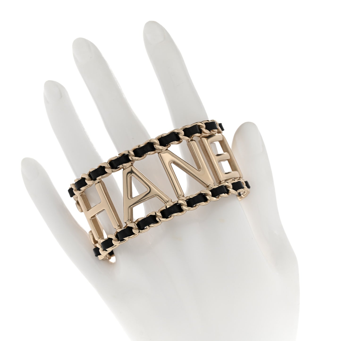 Lambskin Vintage Allure Cuff Bracelet M Black Gold
